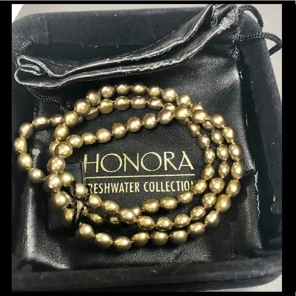 Honora Green Pearl Stretchy Bracelets Set of 3